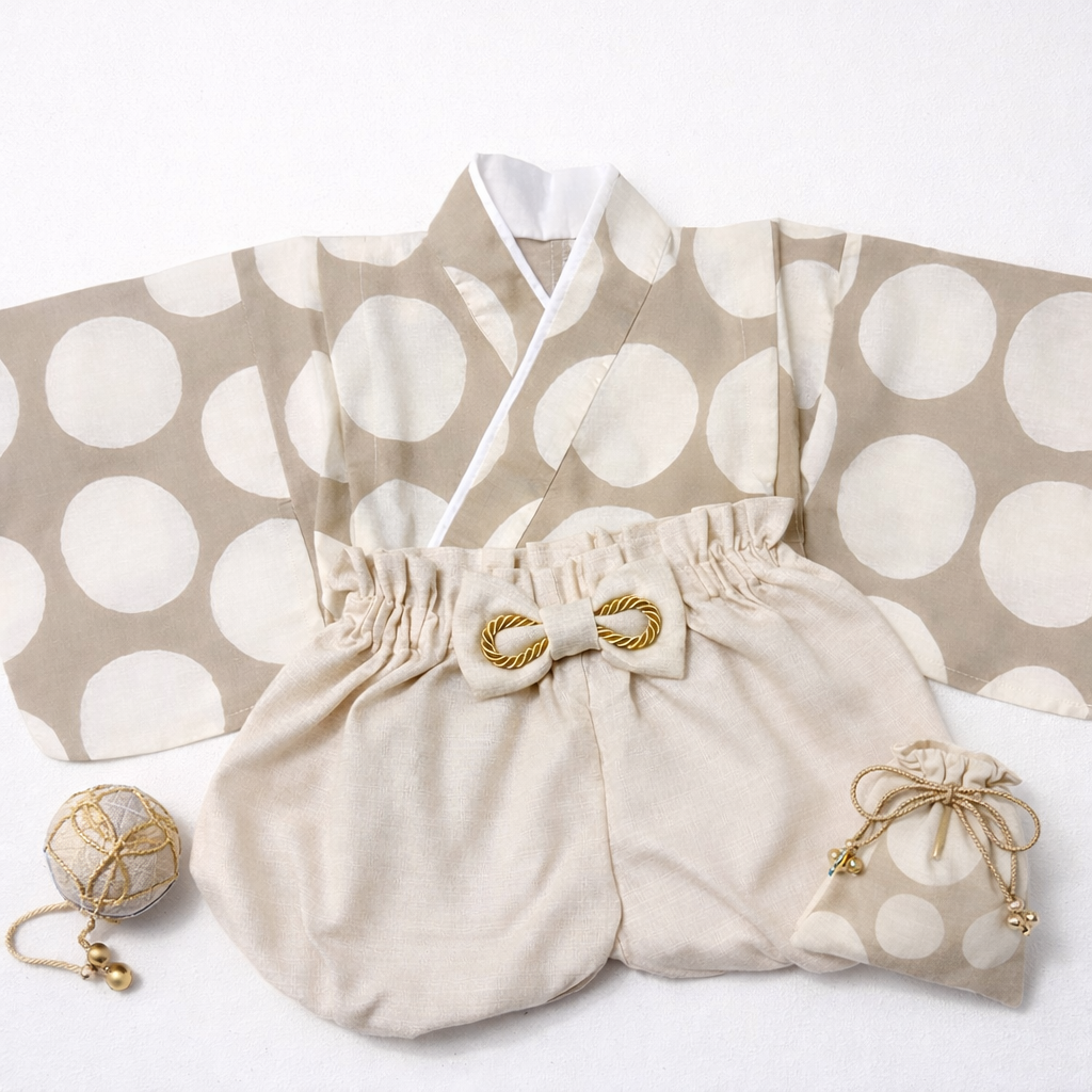 【SALE】ハギレでハカマ／ベージュ(70-80size)