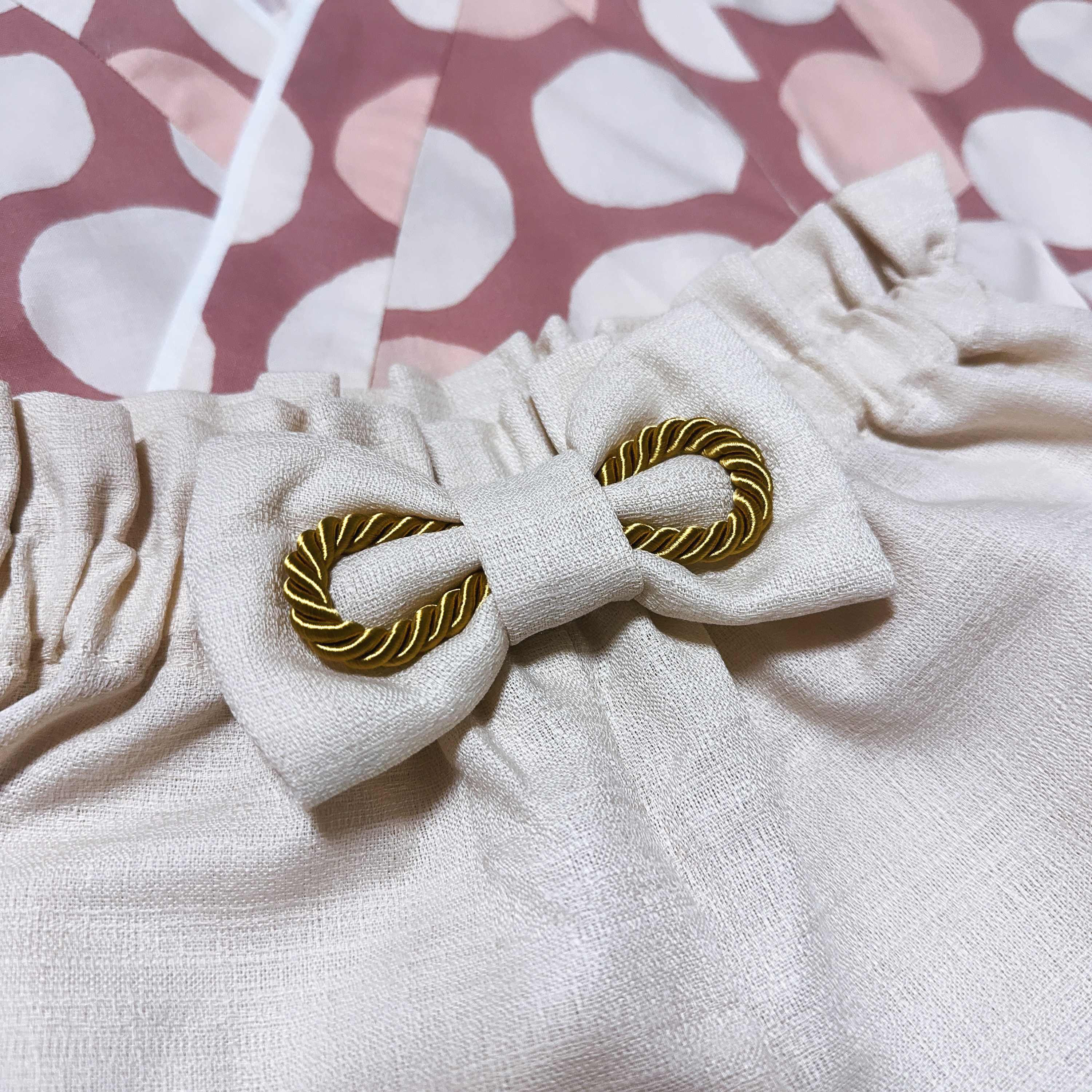 【SALE】ハギレでハカマ／ピンクドット(70-80size)