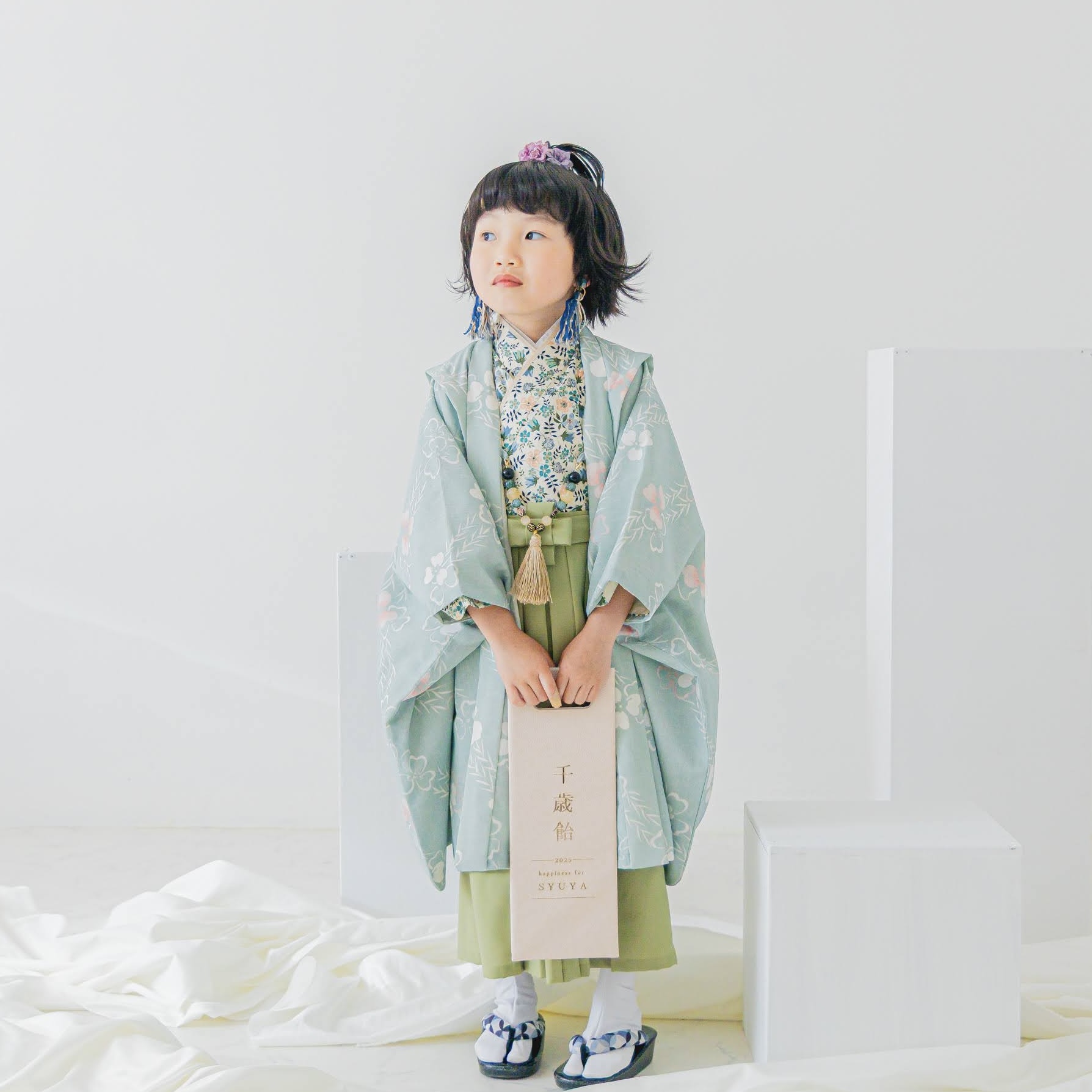 【レンタル】５歳着物セット／OMODAKA 千歳飴袋: なし