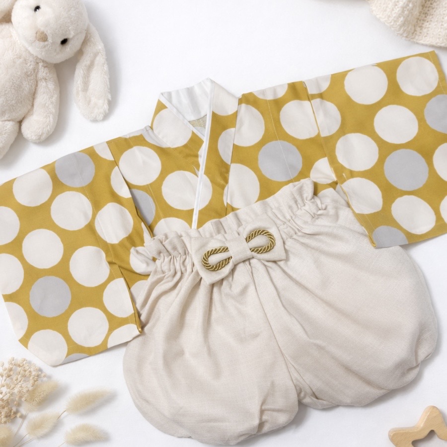 【SALE】ハギレでハカマ／マスタード(70-80size)