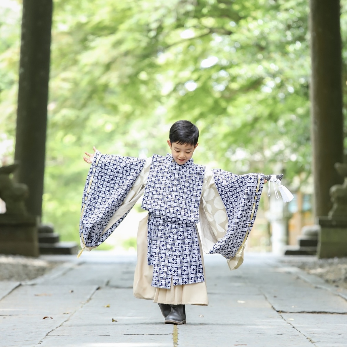 【レンタル】５歳着物セット／INDIGO（平安装束） 千歳飴袋: なし