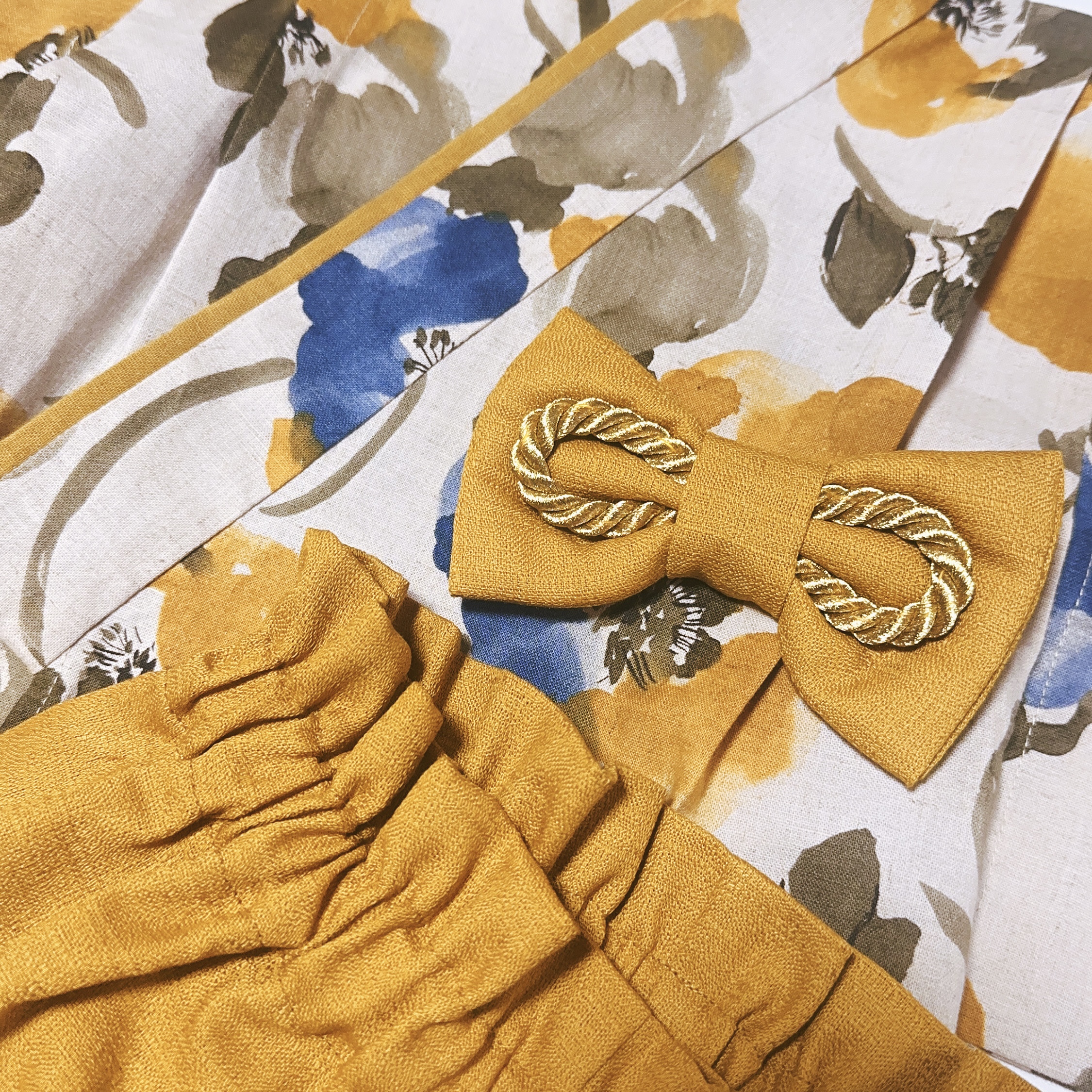 【SALE】ハギレでハカマ／水彩フラワー(60size)