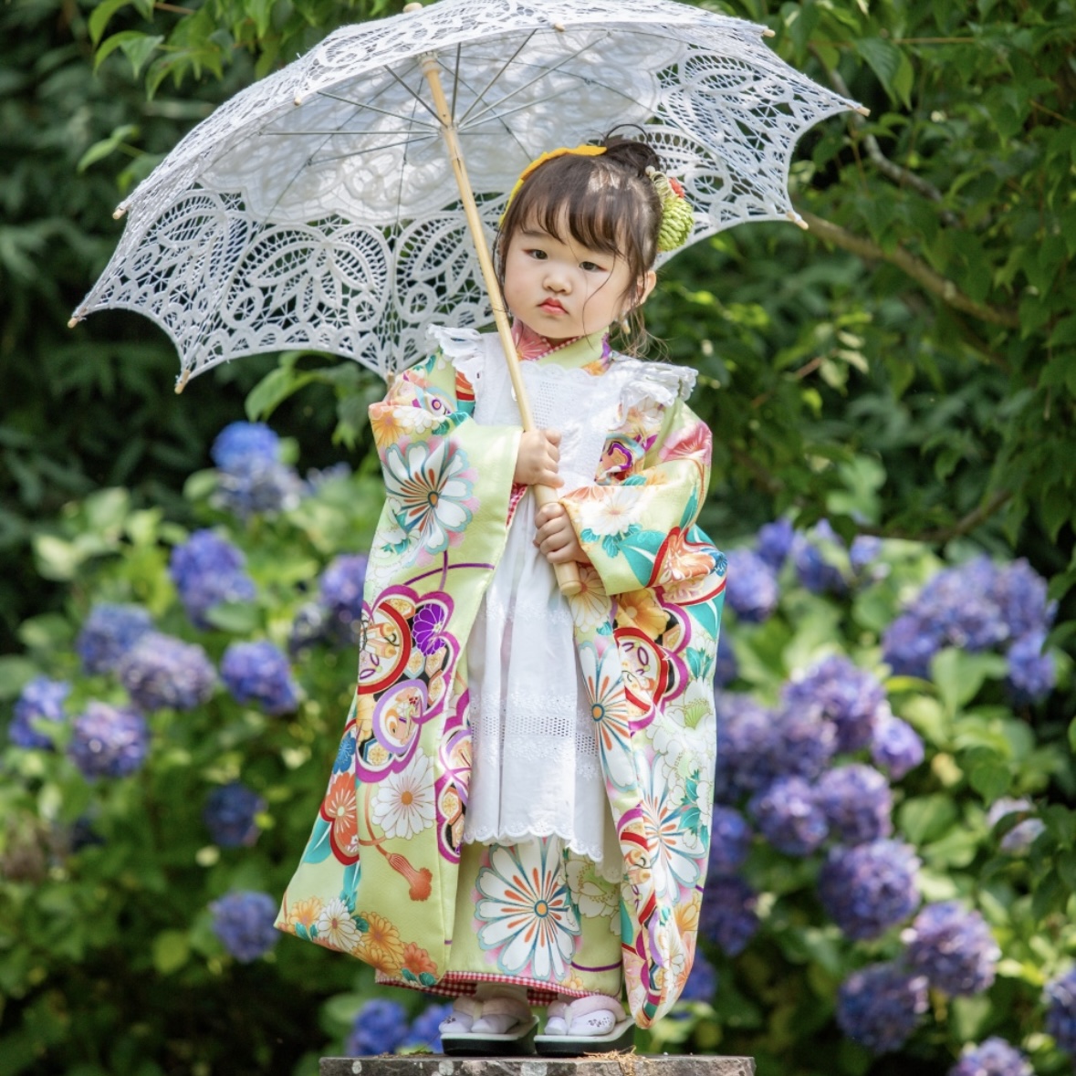 【レンタル】３歳着物セット／和 -らんまん- 千歳飴袋: なし, お色直し（被布・エプロン追加）: なし