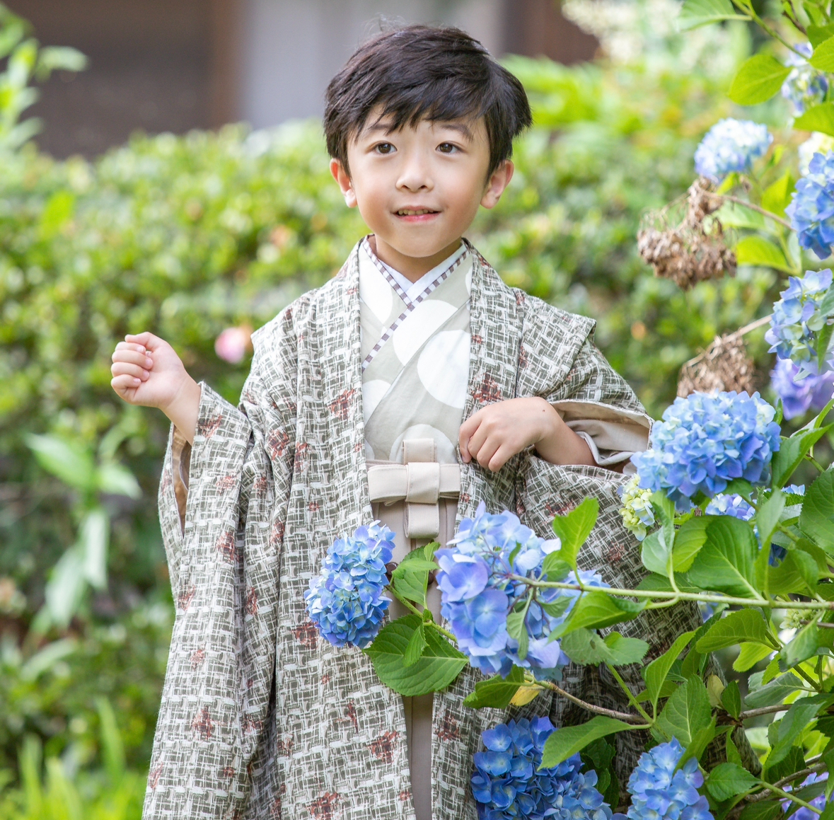 【レンタル】５歳着物セット／いぐさ 千歳飴袋: なし