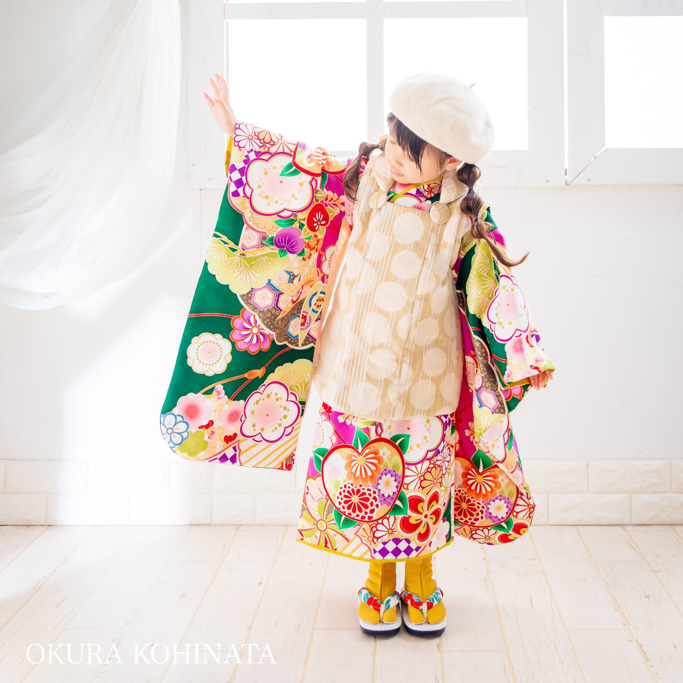 【レンタル】３歳着物セット／ 和 -こころ- サイズ: 90size
