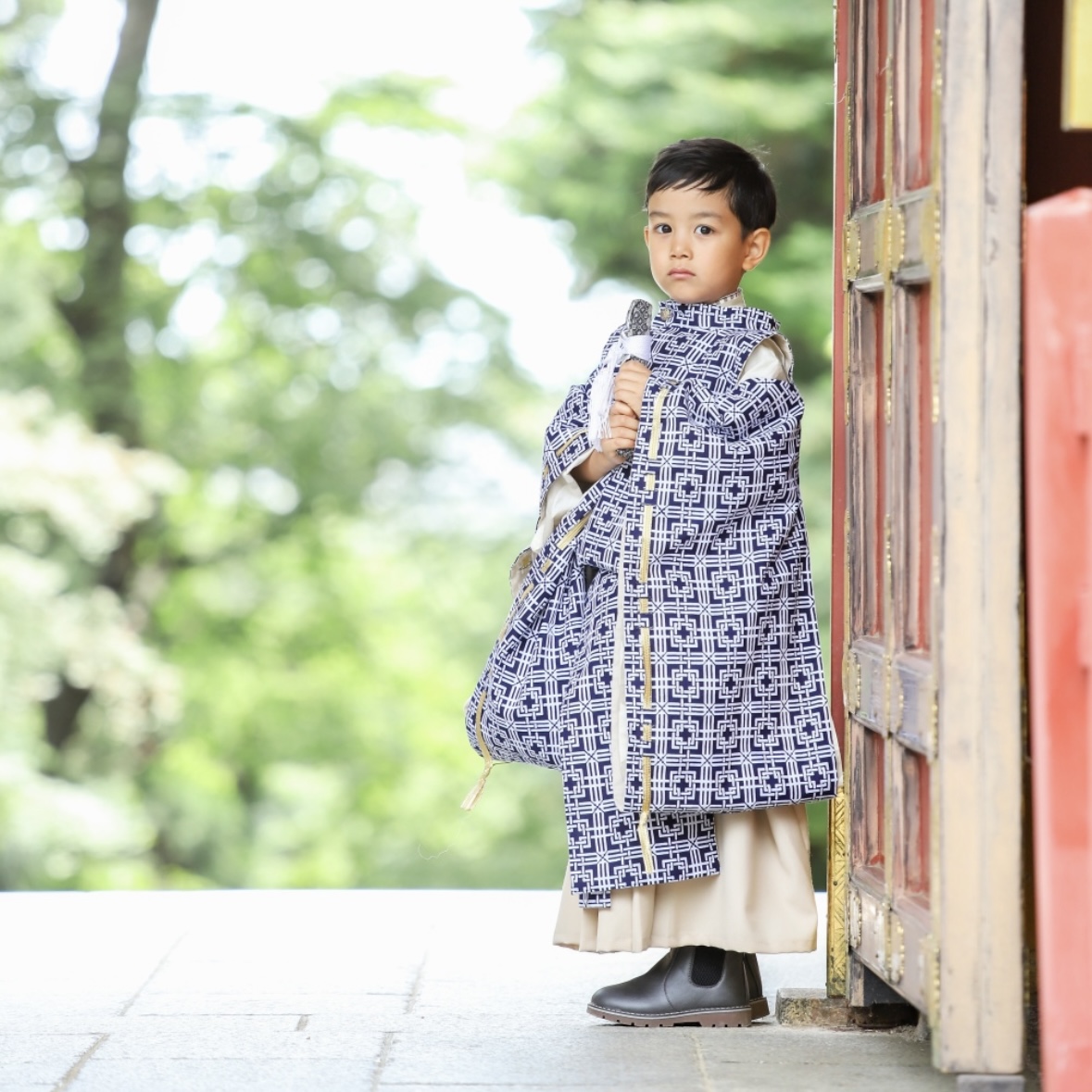 【レンタル】５歳着物セット／INDIGO（平安装束） 千歳飴袋: なし