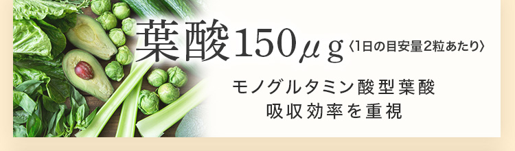 葉酸150μg モノグルタミン酸型葉酸 吸収効率を重視