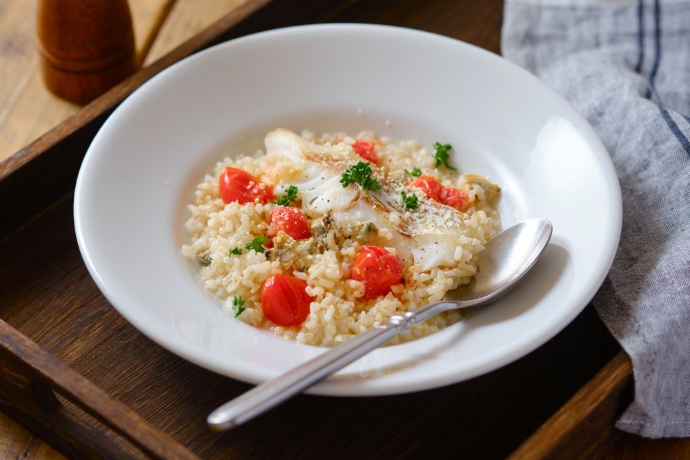 白身魚とあさりの洋風リゾット