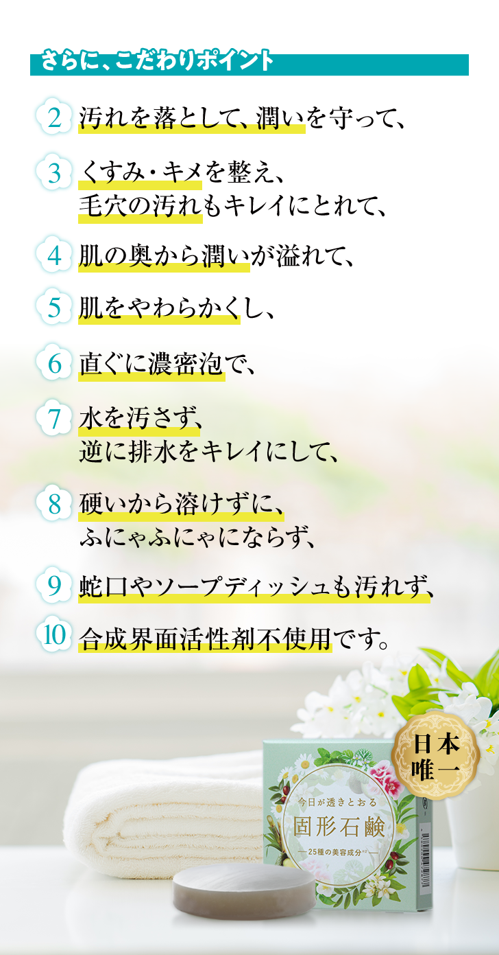 今日が透きとおる固形石鹸 詳細はこちら