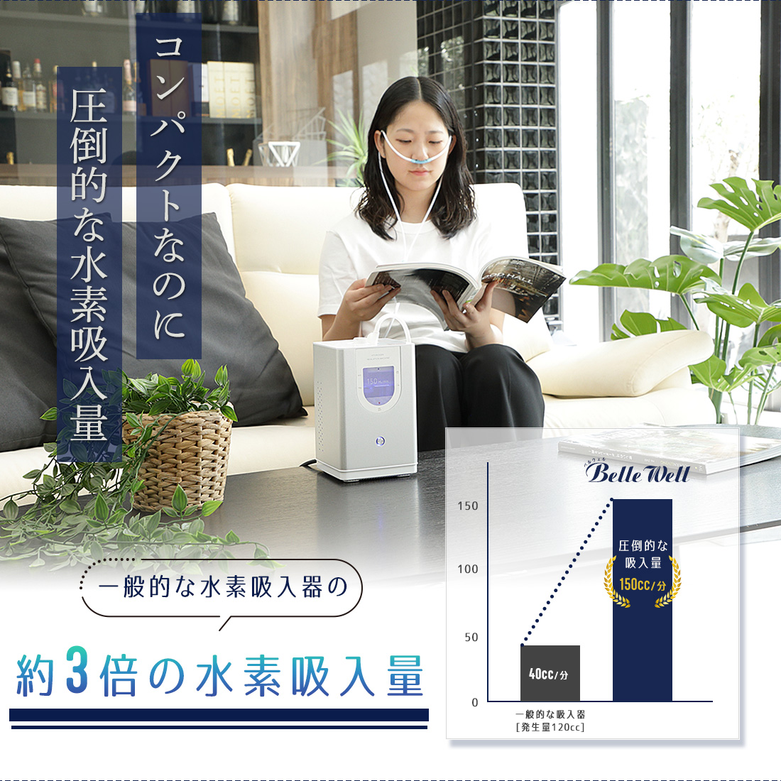 BelleWell 高濃度水素生成器 150 カラー: シルバー, 延長保証: 1年保証