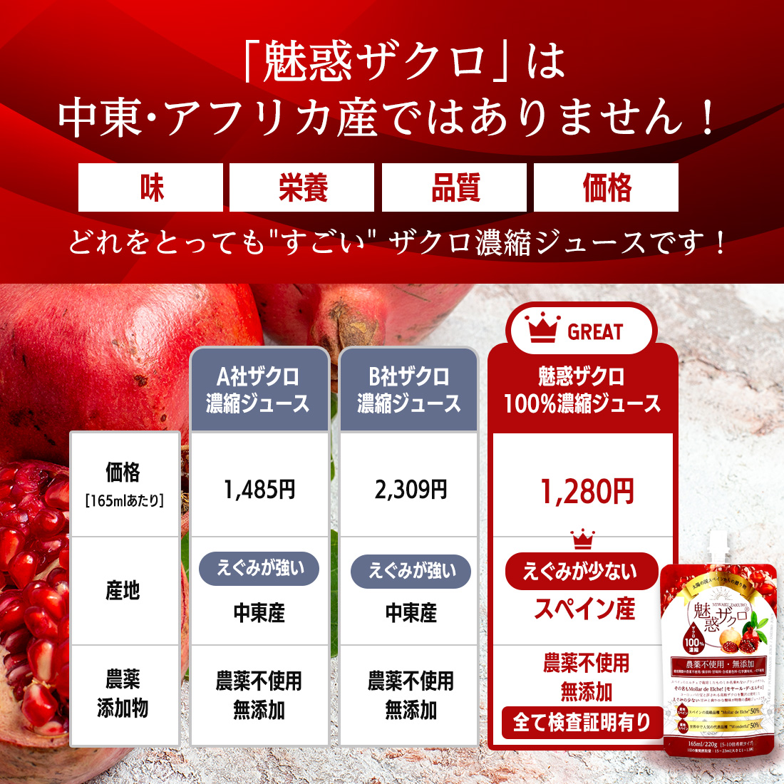 魅惑ザクロ /ジンジャーブースト  タイプ[味]を選択: 魅惑ザクロ100％, 個数: 1袋