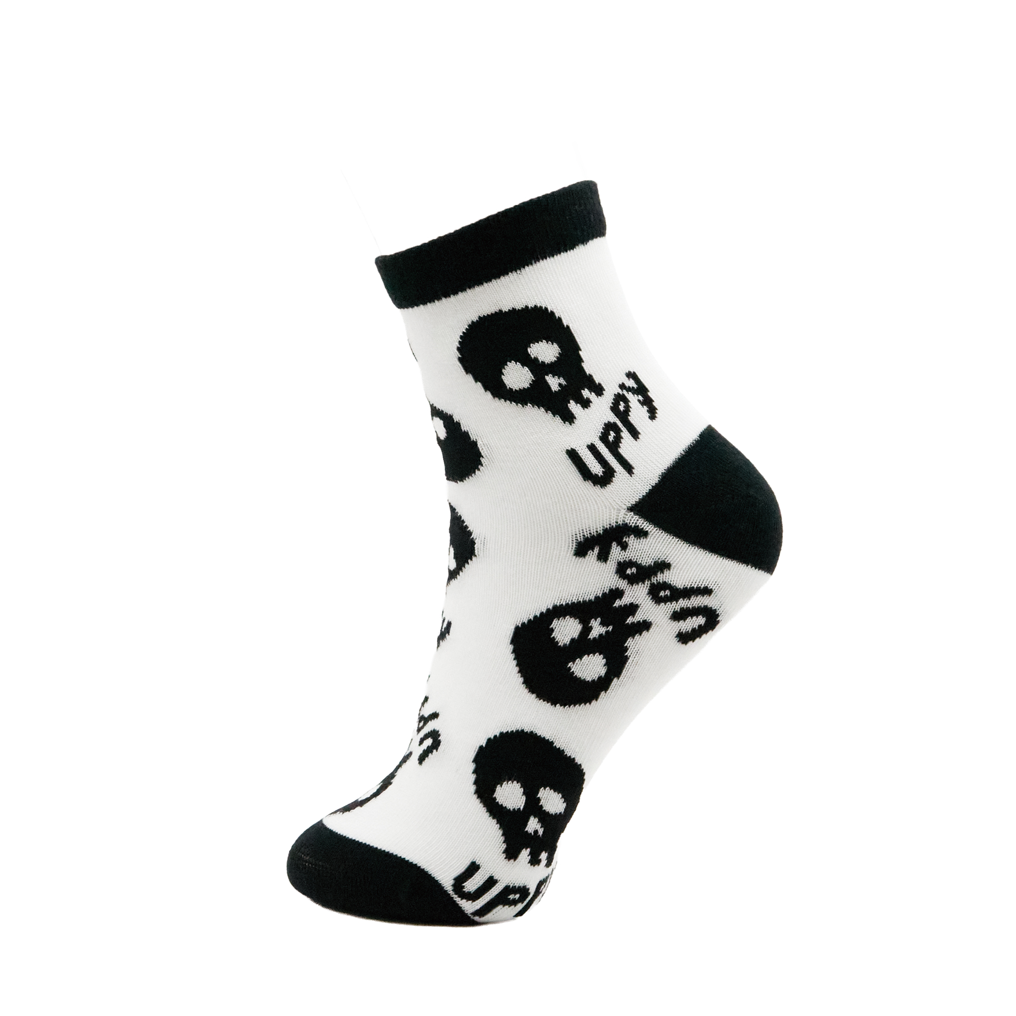 Place D' UJI MEN'S UPPYソックス ホワイト×ブラック サイズ: 25-27