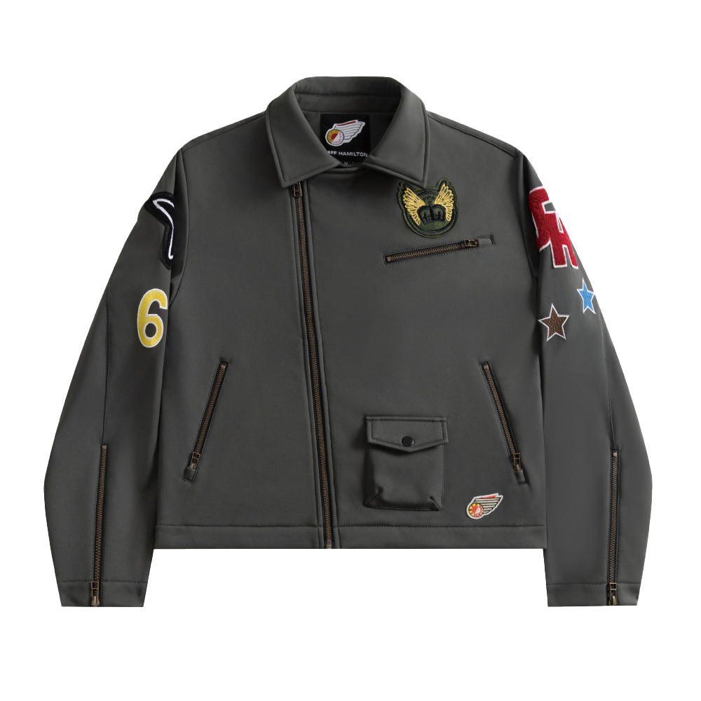 JEFF HAMILTON ライダースブルゾン オリーブ