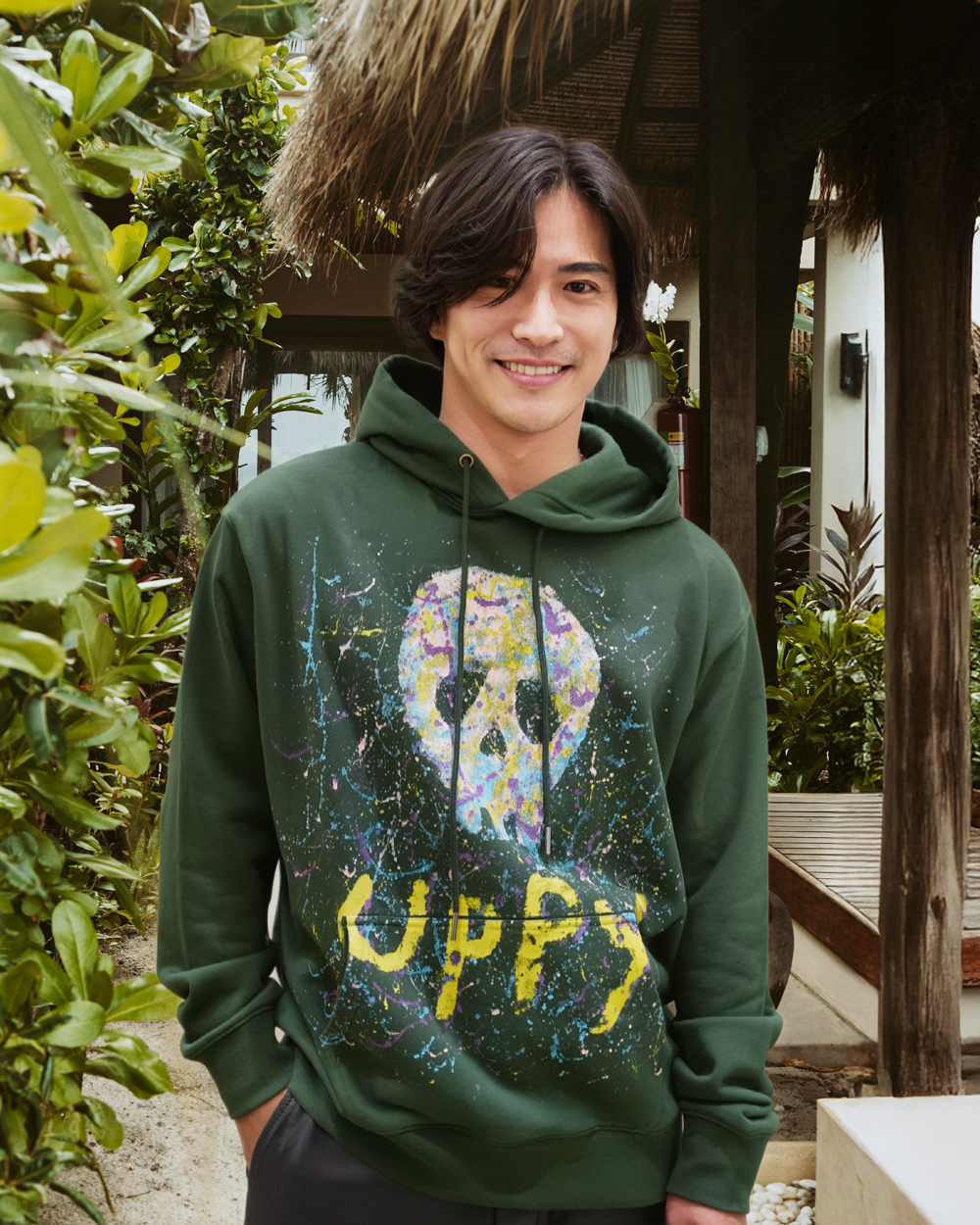 Place D' UJI UPPYデザインパーカー グリーン サイズ: M