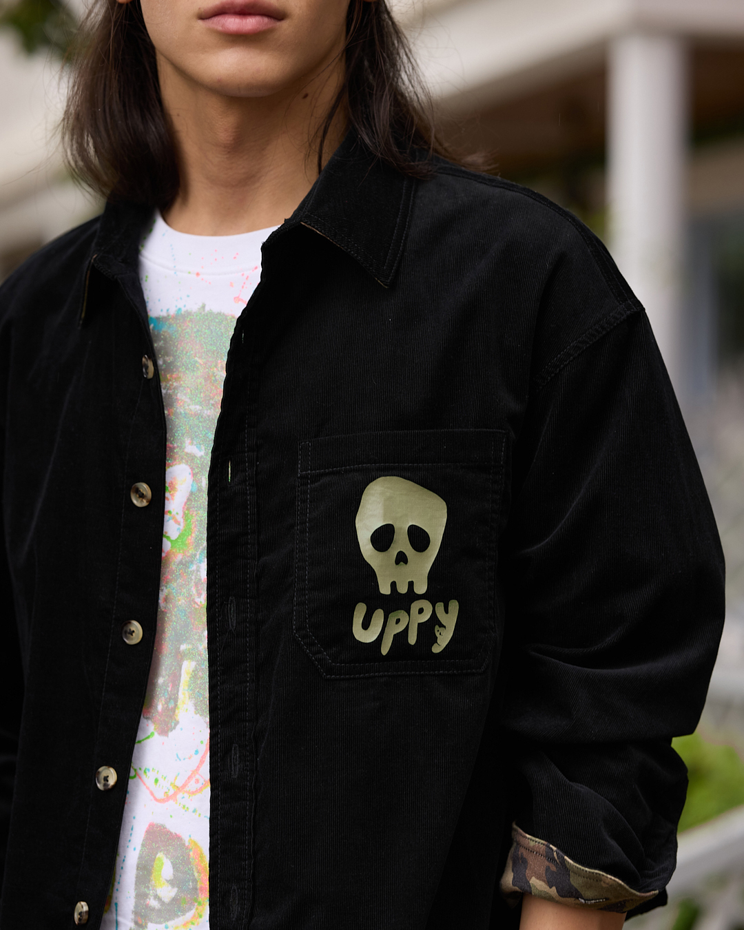 Place D' UJI UPPYシャツ ブラック サイズ: S