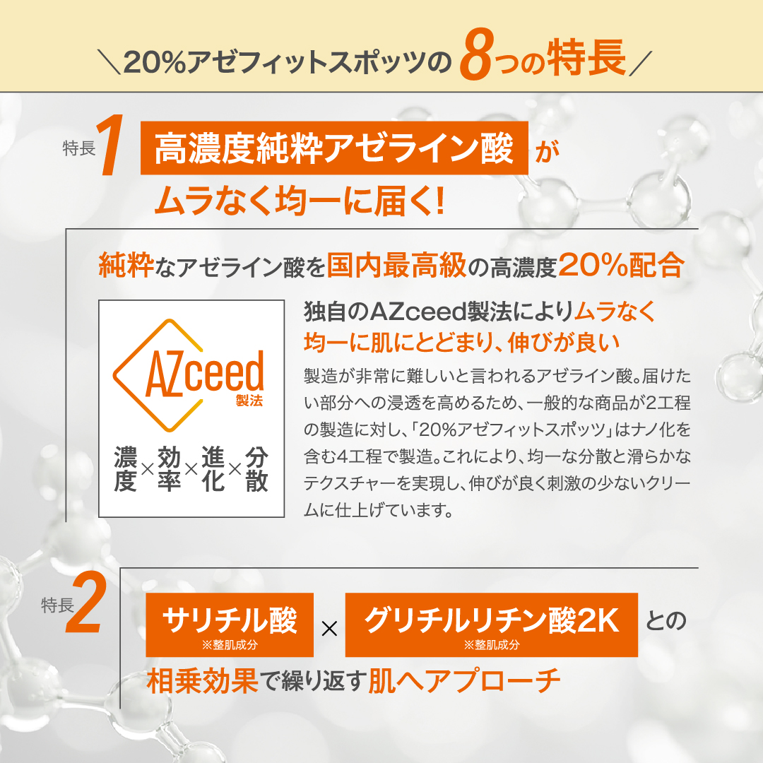 【定期 毎回20％OFF ＆ 送料無料】AZシリーズ 20%アゼフィットスポッツ  アゼライン酸20%配合 クリーム スポット 集中ケア 毛穴 ニキピタ 送料無料