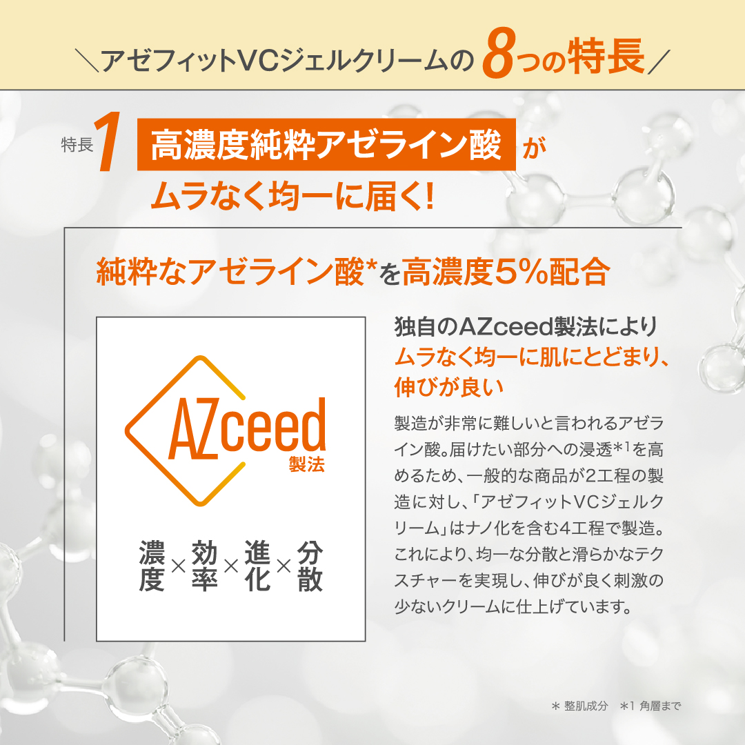 AZシリーズ　アゼフィットVCジェルクリーム アゼライン酸5%配合 クリーム  エイジング マッサージ 毛穴 ニキピタ 送料無料