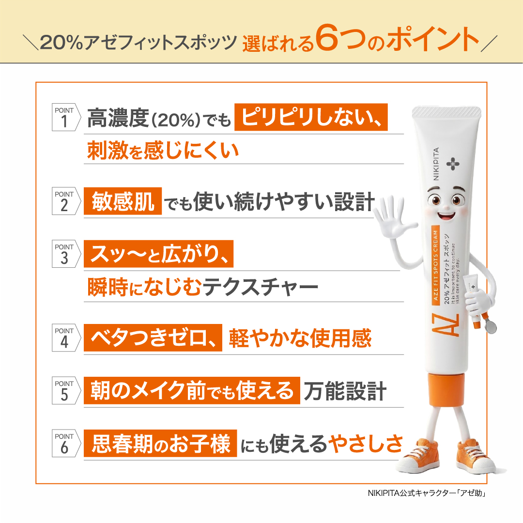 【定期 毎回20％OFF ＆ 送料無料】AZシリーズ 20%アゼフィットスポッツ  アゼライン酸20%配合 クリーム スポット 集中ケア 毛穴 ニキピタ 送料無料
