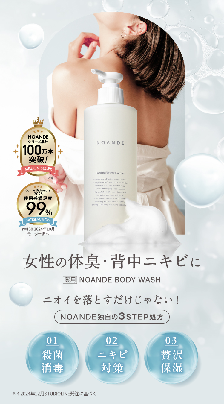 消臭・脇汗・加齢臭・背中ニキビ対策！ノアンデのボディ