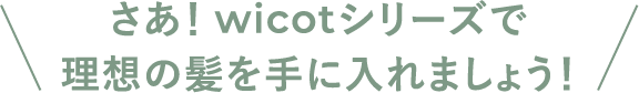 さあ！wicotシリーズで理想の髪を手に入れましょう！