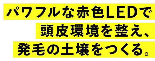 パワフルな赤色LEDで頭皮環境を整え、発毛の土壌をつくる。