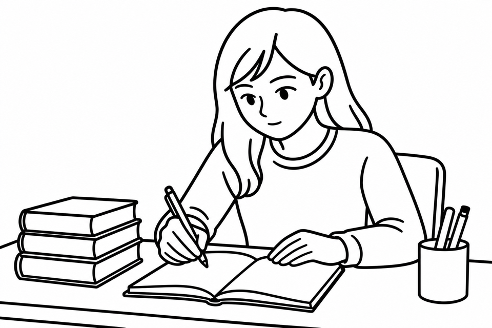 勉強・受験対策で集中する様子