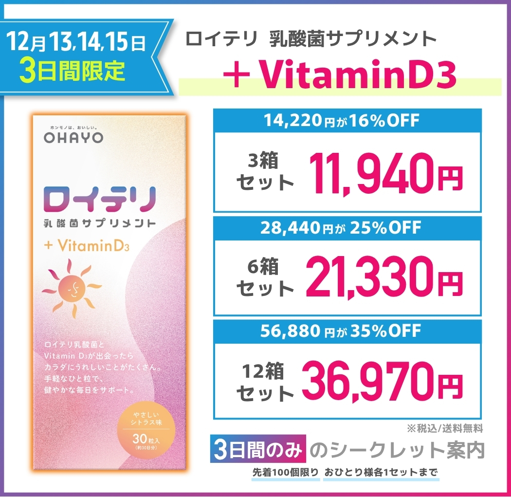 12月13,14,15日限定「ビタミンの日」キャンペーン ＋VitaminD3お得セット