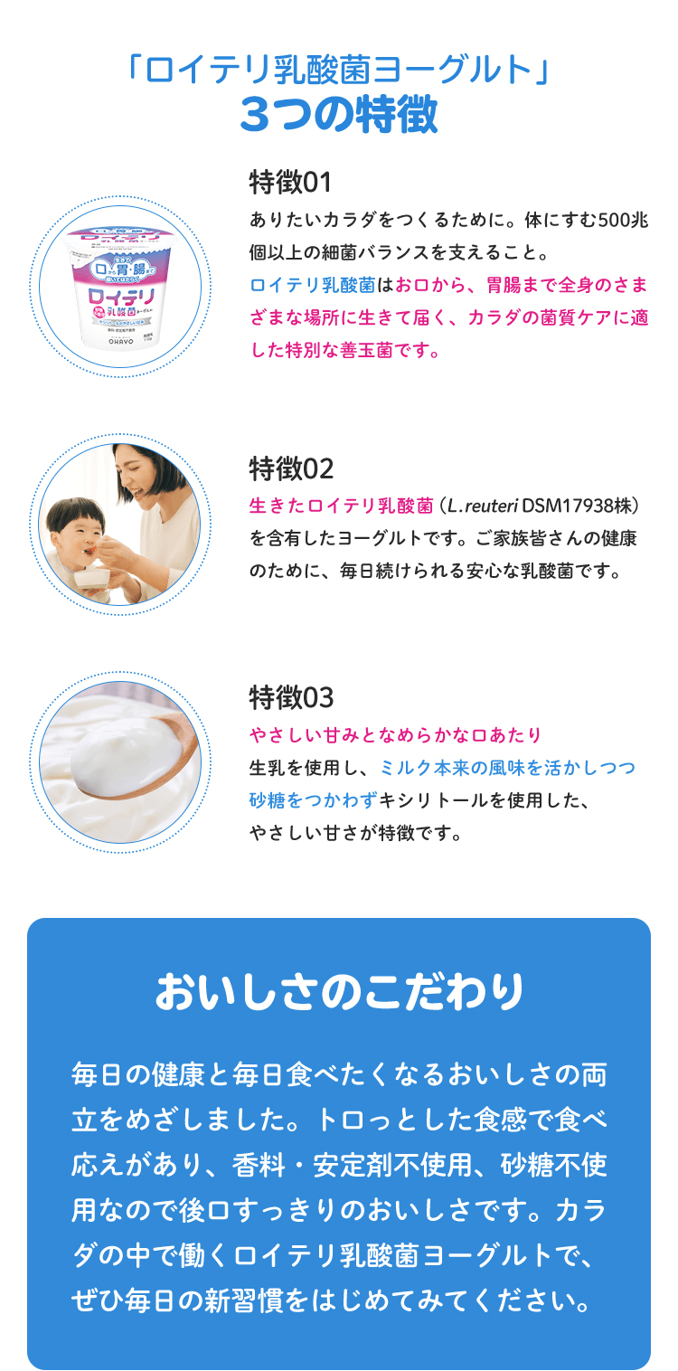 「ロイテリ乳酸菌ヨーグルト」3つの特徴