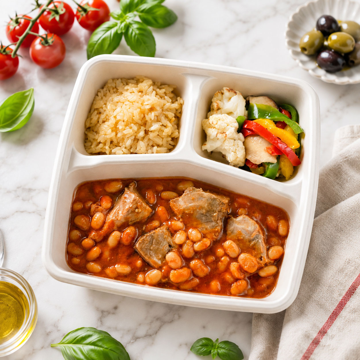 三元豚と白いんげん豆のほっこり煮込み弁当