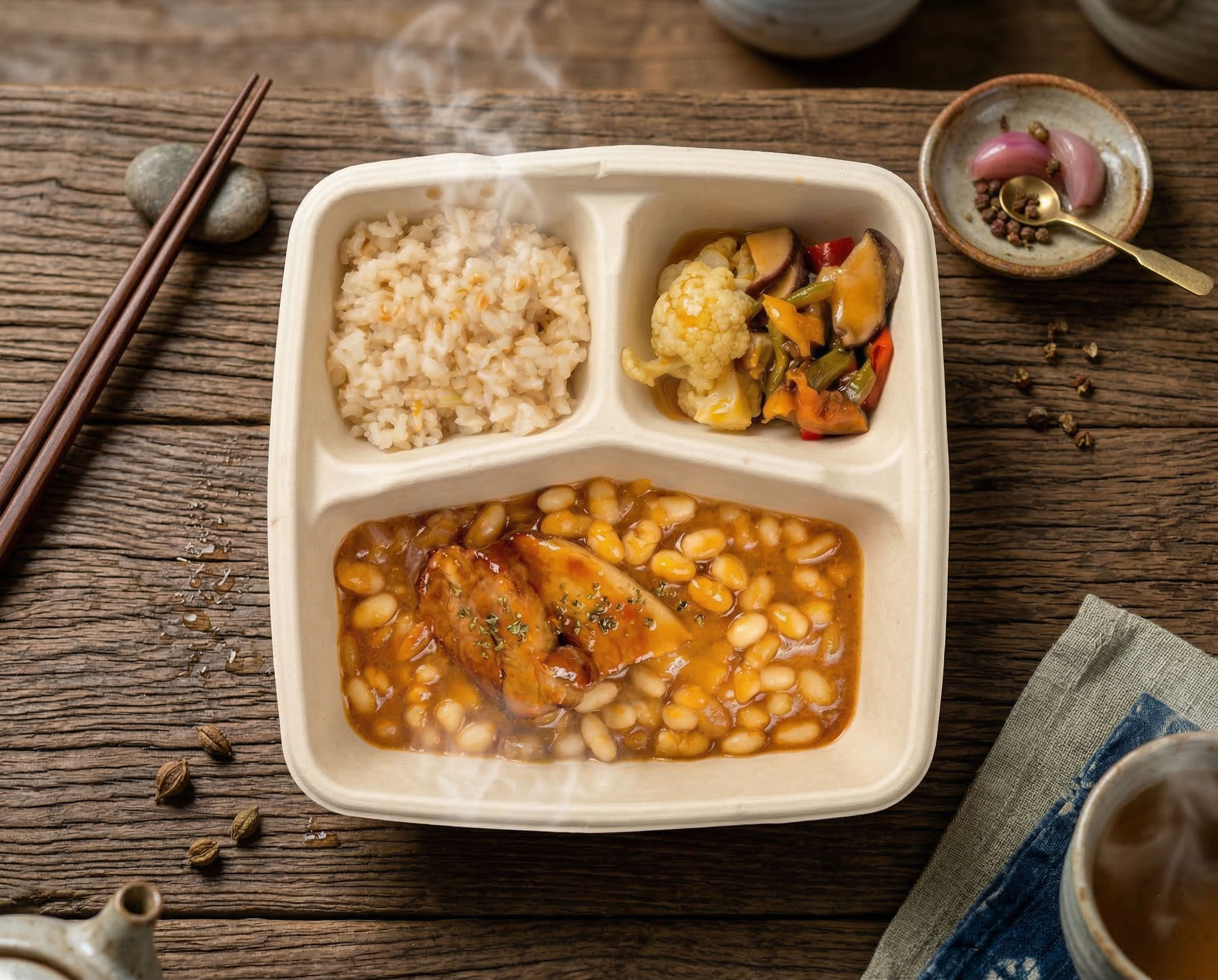 三元豚と白いんげん豆のほっこり煮込み弁当