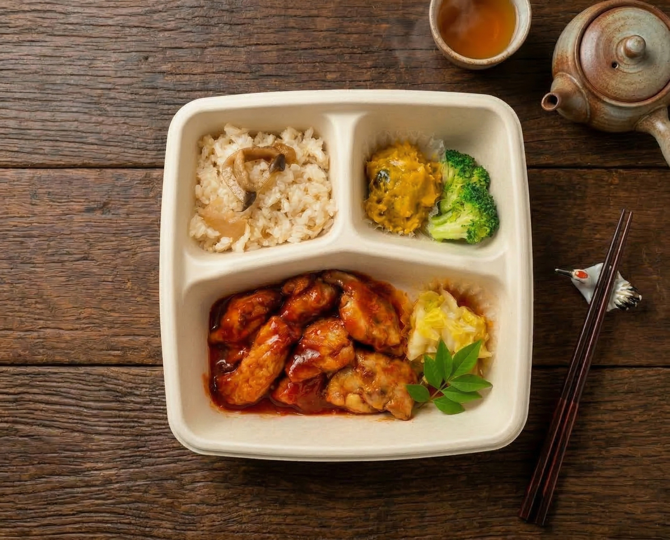 大山鶏ノンフライ唐揚げ　完熟トマトソース弁当