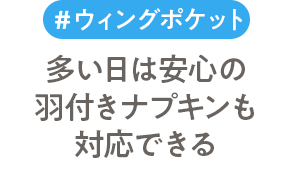 ウィングポケット　多い日は安心の羽付きナプキンも対応できる