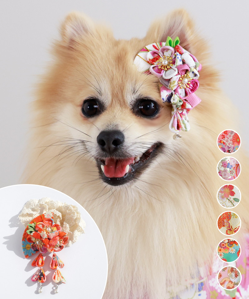 藤下がり 扇型3つ花 ヘアアクセサリー【お宮参り・ひな祭りに】【メール便可】[M便 2/6]