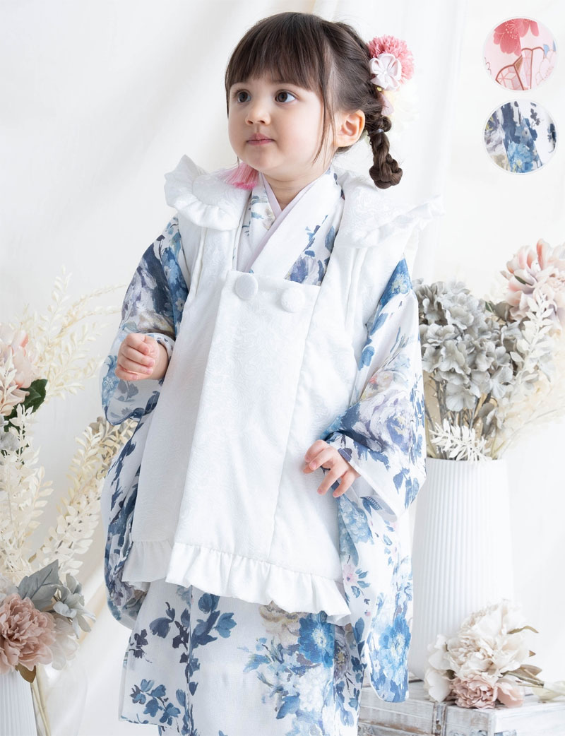 3歳 七五三着物フルセット 女の子 着物 帯 被布 【リンクコーデ】