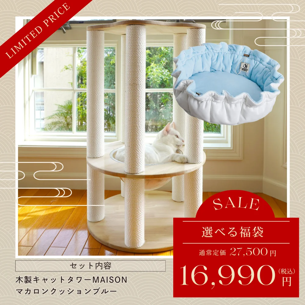 【福袋】キャットタワーMAISON+マカロンクッション