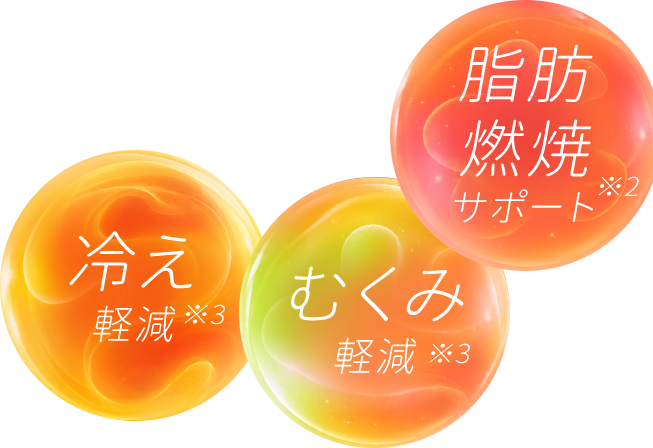 冷え、むくみ、脂肪燃焼の3つの玉