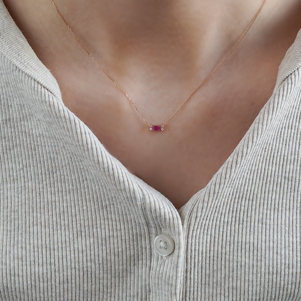 K18 PG ピンクサファイア ネックレス N-78