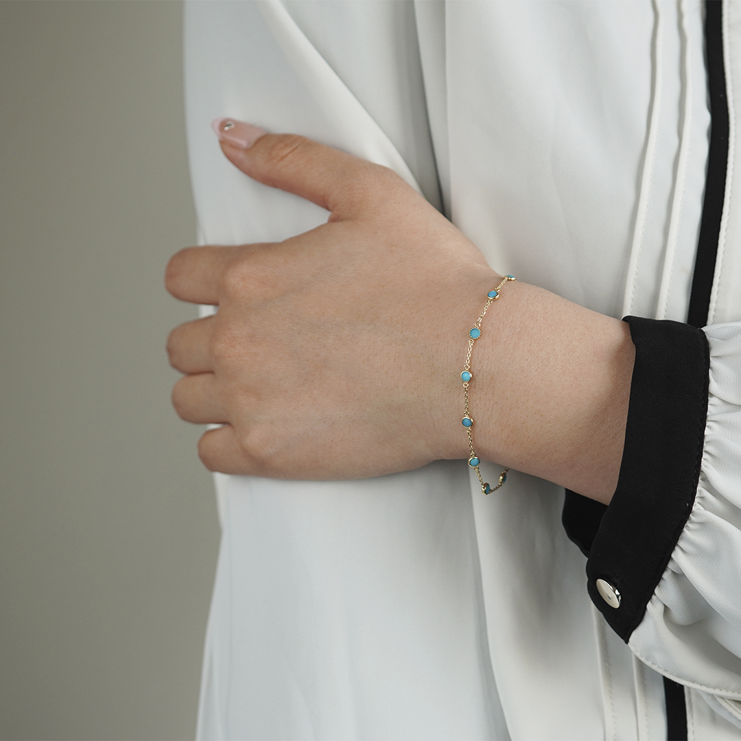 K18 YG ターコイズ ブレスレット  B-18