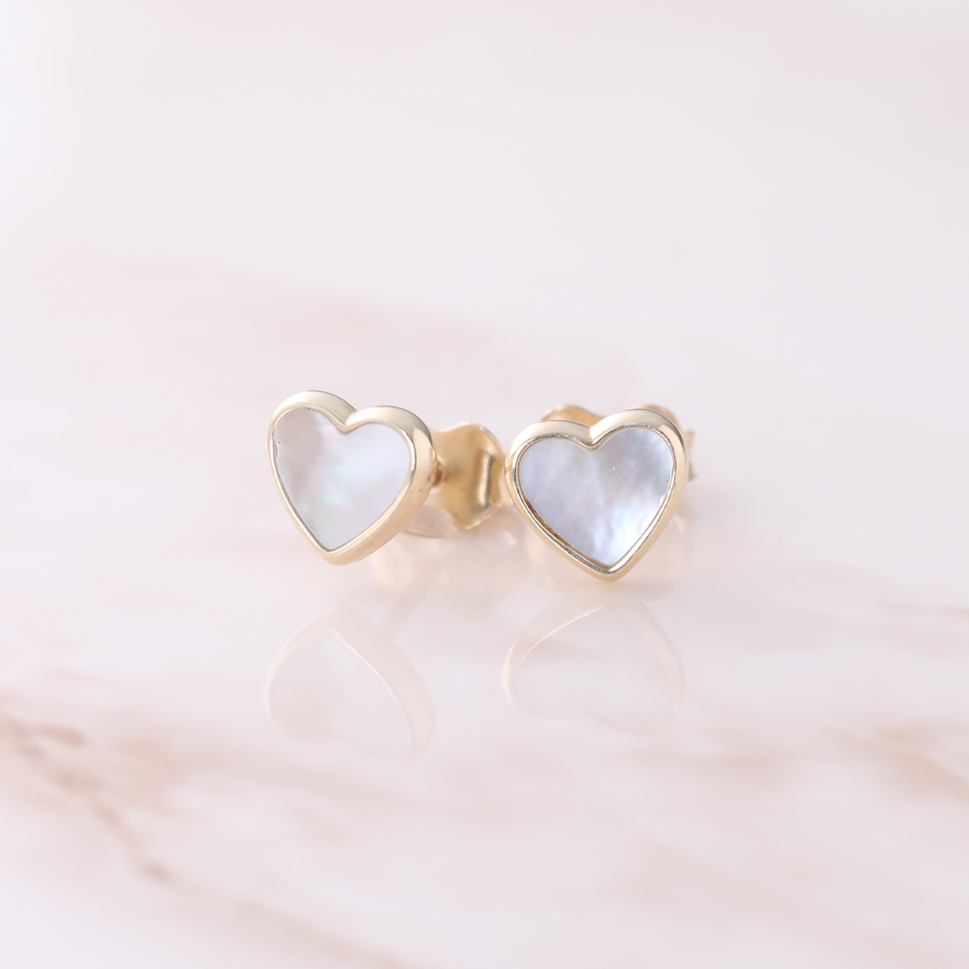 K10 YG ハートモチーフ シェル ピアス  P-75