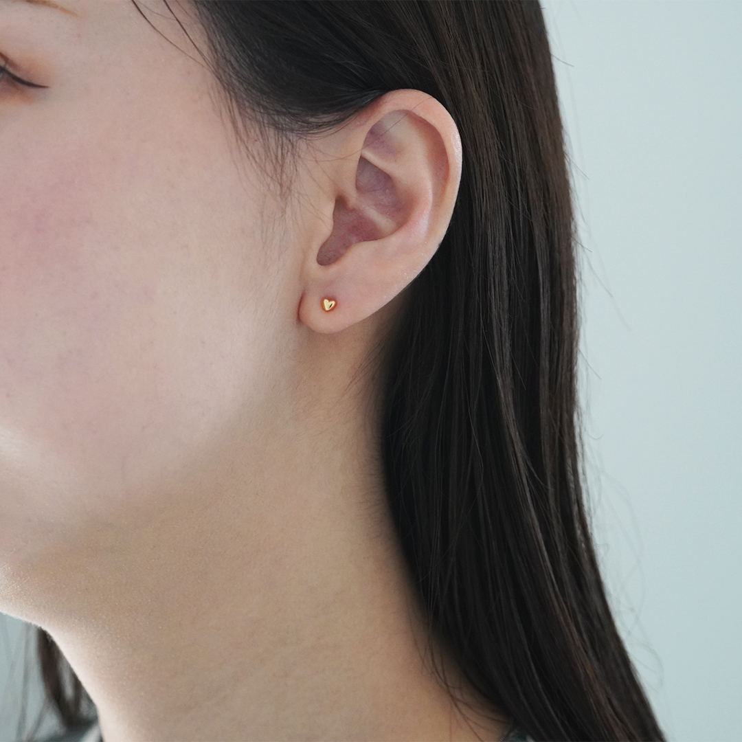 K18 YG ハートモチーフ ピアス  P-15