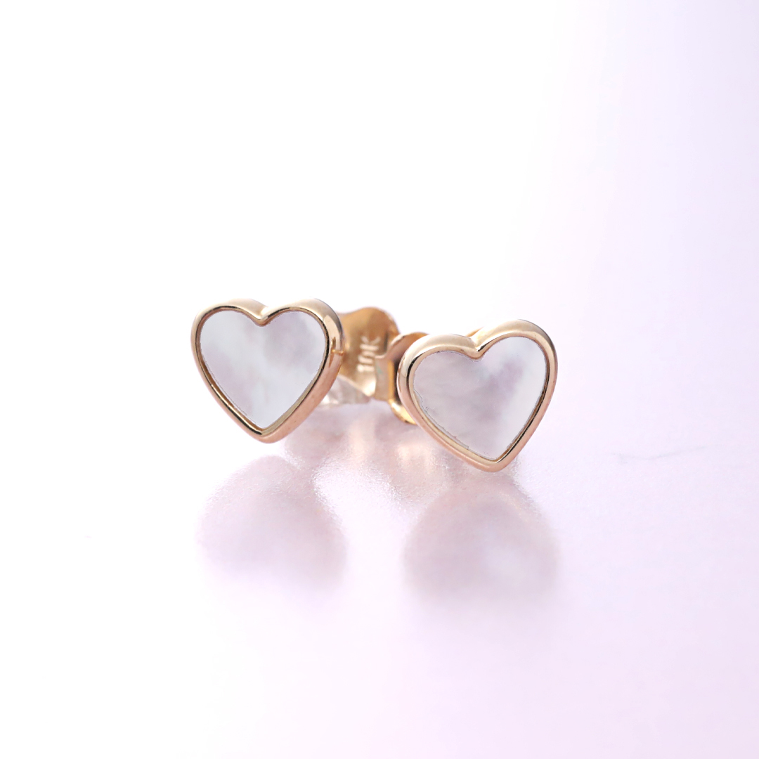 K10 YG ハートモチーフ シェル ピアス  P-75