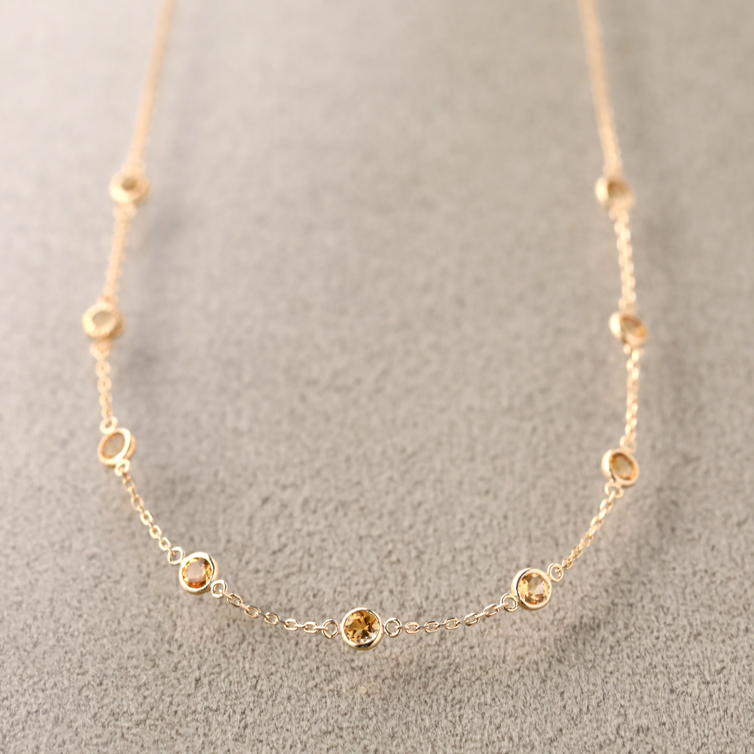 K10 YG シトリントパーズ ネックレス  N-32