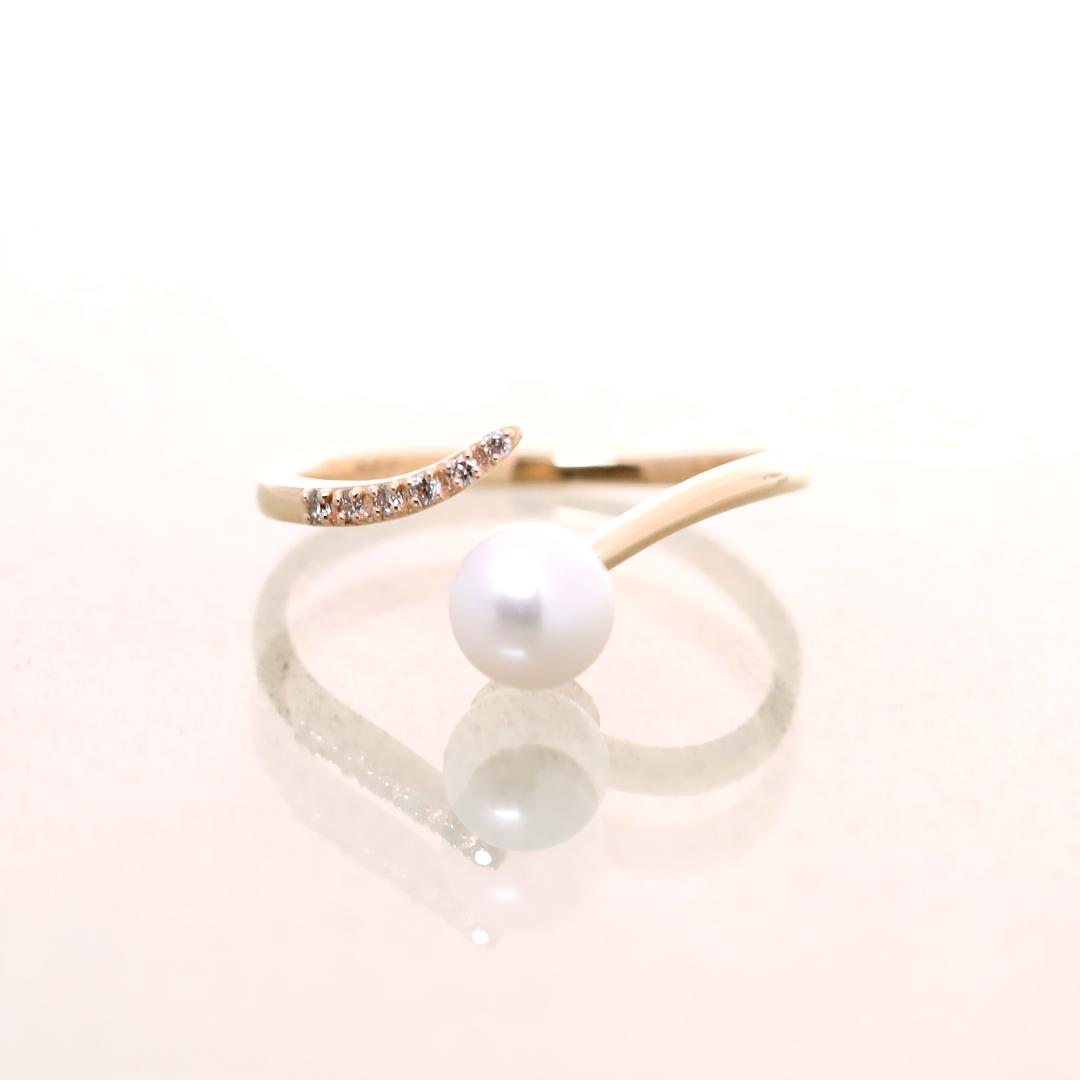 K10 YG パールリング  R-55