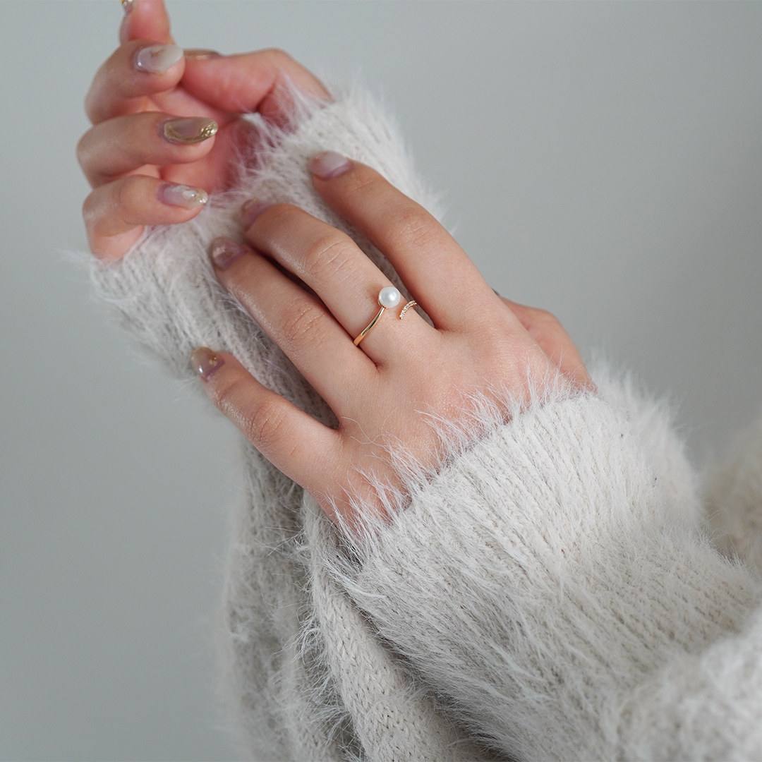 K10 YG パールリング  R-55