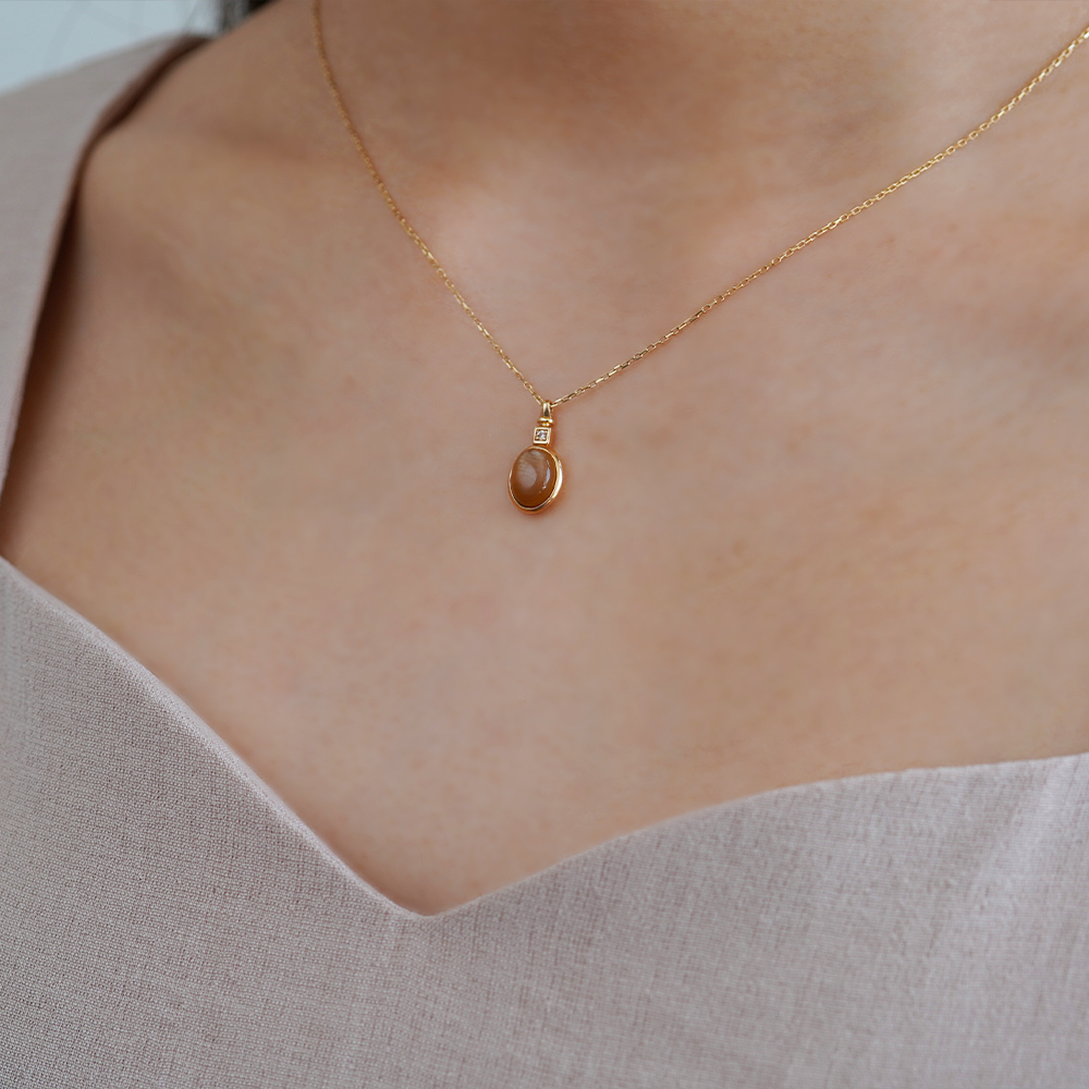 K10 YG SunStone ネックレス N-61