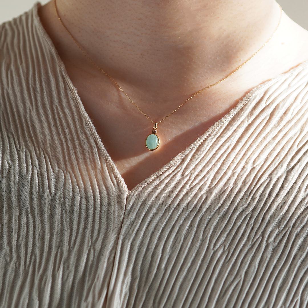 K10 YG アマゾナイト ネックレス  N-62