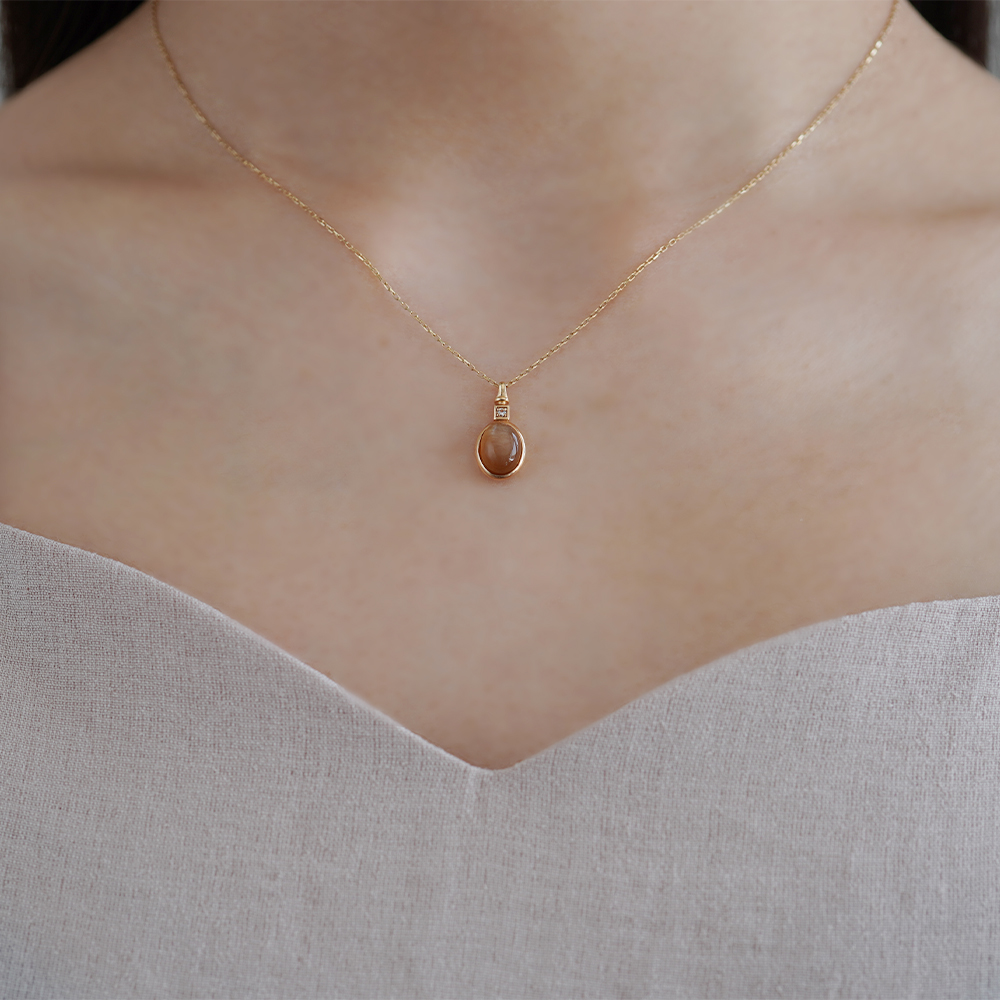 K10 YG SunStone ネックレス N-61