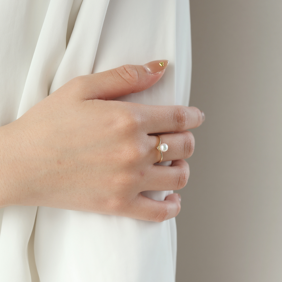 K10 YG Vライン リング  R-44