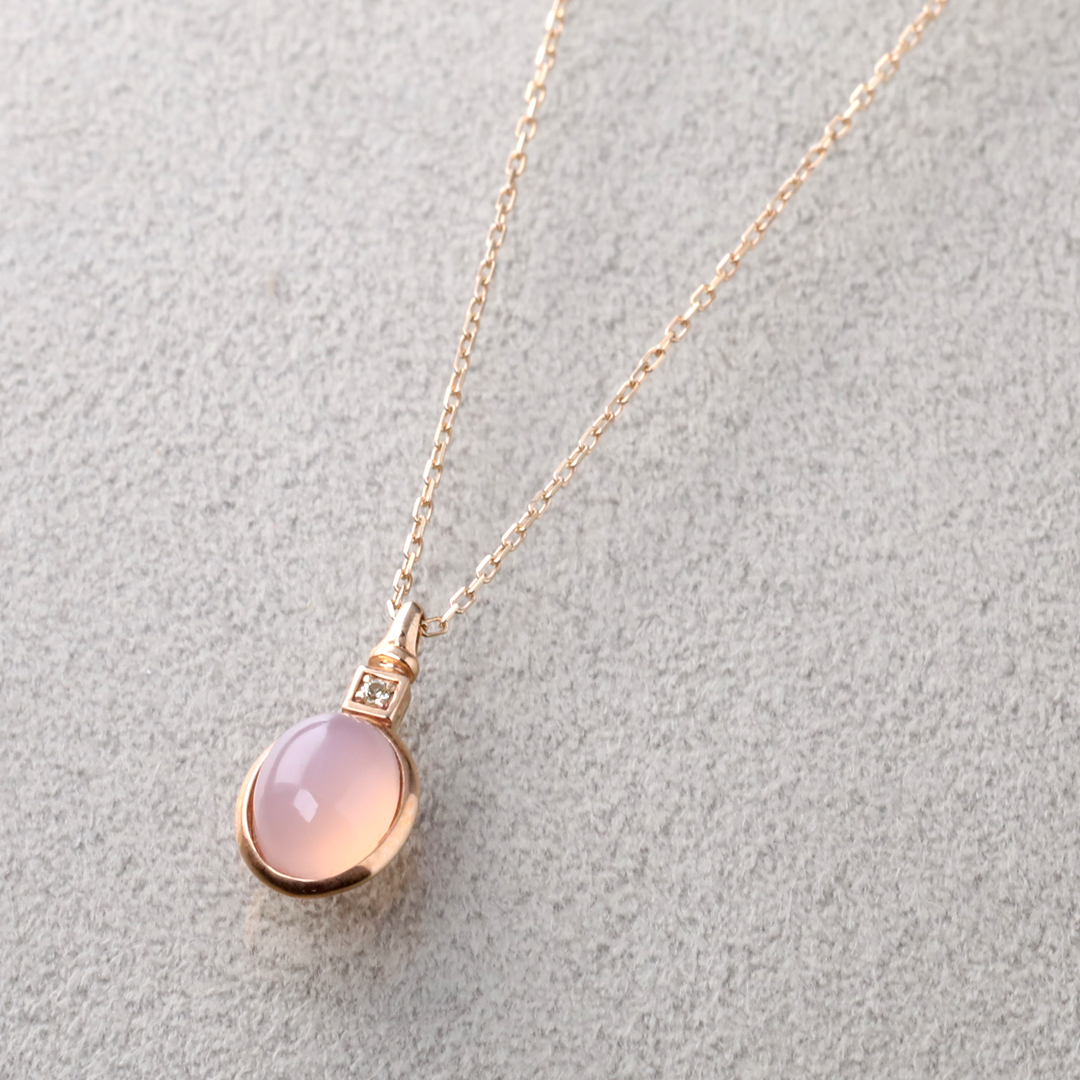 K10 YG ピンクカルセドニー ネックレス N-63