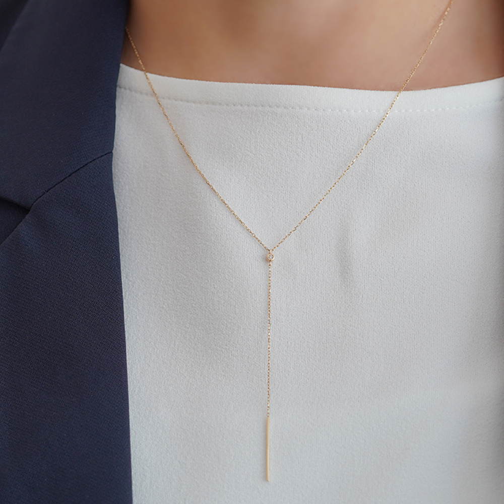 K10 YG ダイヤモンド ネックレス  N-58